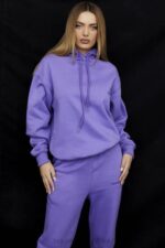 House of CB Fioletowa Oversize Hoodie z Kapturem Halo