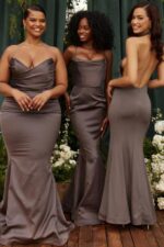 House of CB Fioletowa Suknia Fishtail Elegancka na Wesela - Image 2