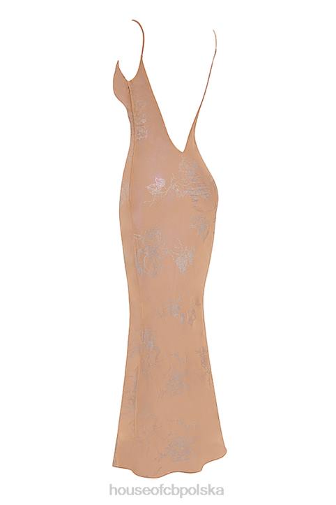 House of CB Gabrielle maxi sukienka cafe au lait opalizująca elegancka moda - Image 7