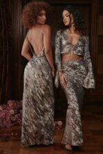 House of CB Gabrielle Maxi Sukienka Cynowo Satynowa Elegancka Moda - Image 14