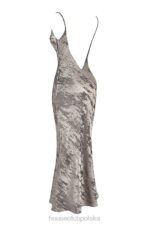 House of CB Gabrielle Maxi Sukienka Cynowo Satynowa Elegancka Moda - Image 5