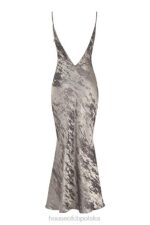 House of CB Gabrielle Maxi Sukienka Cynowo Satynowa Elegancka Moda - Image 6