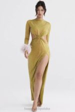 House of CB Gina Maxi Sukienka Kryształowa Chartreuse Elegancka Moda - Image 11