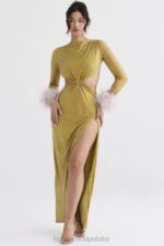 House of CB Gina Maxi Sukienka Kryształowa Chartreuse Elegancka Moda - Image 12