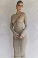 House of CB Giovanna Maxi Sukienka Kwiatowa z Koronką i Kamieniami - Image 6