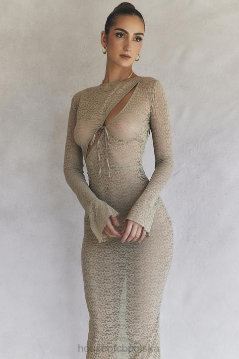 House of CB Giovanna Maxi Sukienka Kwiatowa z Koronką i Kamieniami - Image 6