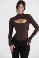 House of CB Gorset Georgina w kolorze kakao modna odzież na każdą okazję