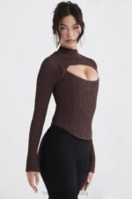 House of CB Gorset Georgina w kolorze kakao modna odzież na każdą okazję - Image 3