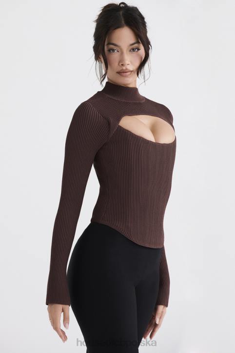 House of CB Gorset Georgina w kolorze kakao modna odzież na każdą okazję - Image 3