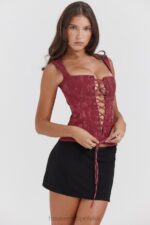 House of CB Gorset Kwiatowy Merlot Stylowa Odzież Damska - Image 11