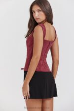 House of CB Gorset Kwiatowy Merlot Stylowa Odzież Damska - Image 12