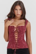House of CB Gorset Kwiatowy Merlot Stylowa Odzież Damska