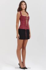 House of CB Gorset Kwiatowy Merlot Stylowa Odzież Damska - Image 9