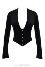 House of CB Gorset Leonora z Czarnego Aksamitu Modny Styl - Image 3