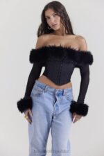House of CB Gorset Merle z Czarnym Futerkiem Modny Styl - Image 6
