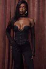House of CB gorset strukturalny Mina czarny modny styl elegancki 4PND72 - Image 2