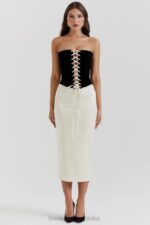House of CB Gorsetowa Sukienka Czarno Kremowa Vintage 4PND112