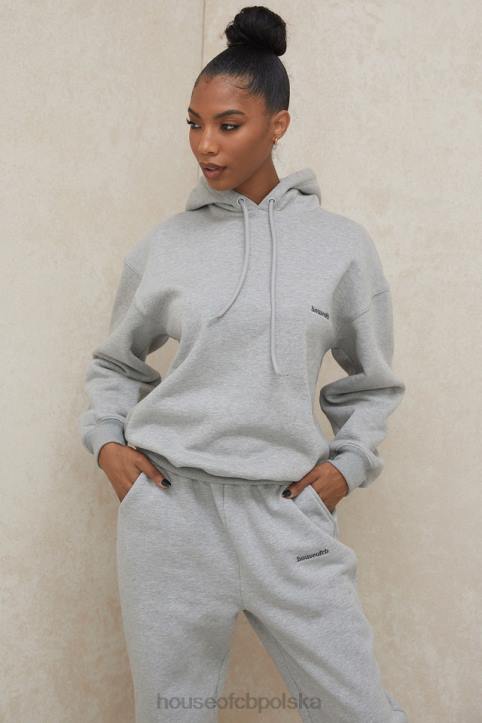 House of CB Halo Szara Oversize Bluza z Kapturem Modna Odzież - Image 2