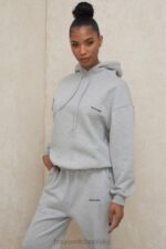 House of CB Halo Szara Oversize Bluza z Kapturem Modna Odzież - Image 9
