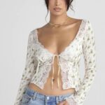 House of CB Koronkowy top Clarissa w ogrodzie różowy stylowy elegancki модny