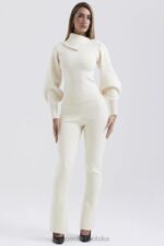 House of CB Kremowe Spodnie Kaszmirowe Nereida Trendy Moda - Image 4