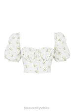 House of CB Krótki top bufiaste rękawy kolor kości słoniowej elegancki styl - Image 3