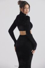 House of CB Krótki top czarny szenil suri stylowy i modny - Image 11