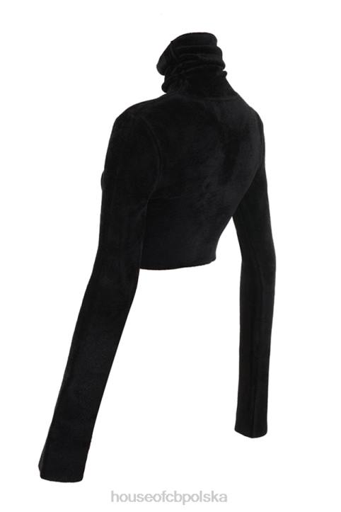 House of CB Krótki top czarny szenil suri stylowy i modny - Image 5