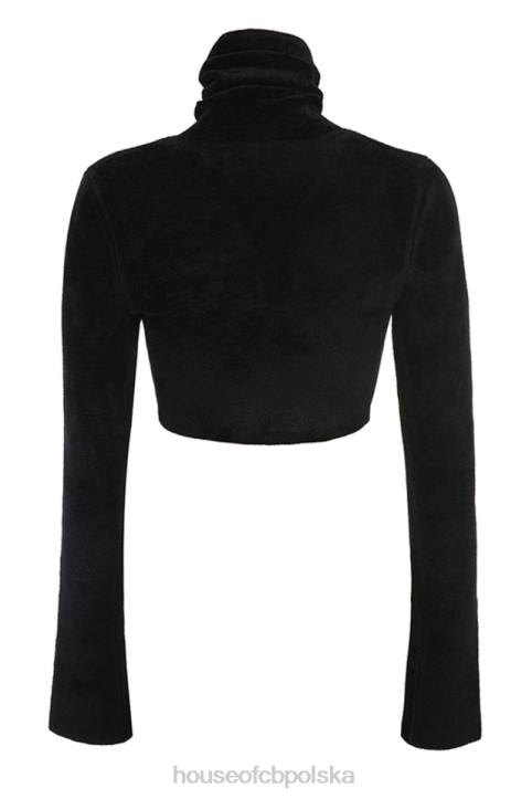 House of CB Krótki top czarny szenil suri stylowy i modny - Image 6