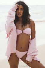 House of CB Kwiatowy Bandeau Bikini Medea Różowy Stylowy Strój Kąpielowy - Image 2