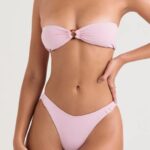 House of CB Kwiatowy Bandeau Bikini Medea Różowy Stylowy Strój Kąpielowy