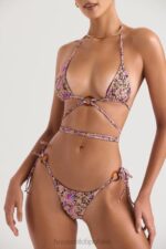 House of CB Kwiatowy dwustronny bikini dół w kolorze koszyka - Image 4