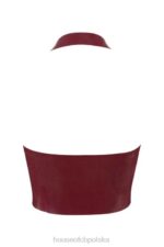 House of CB Lateksowy top Ariadne Merlot stylowy wiązany na szyi - Image 5
