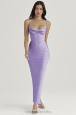 House of CB Lawendowa Gorsetowa Sukienka Maxi Stylowa Elegancja - Image 9