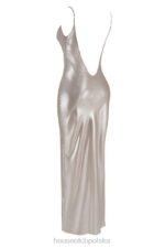 House of CB Leia Maxi Sukienka Szampańska z Głębokim Dekoltem na Plecach - Image 6