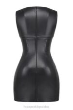 House of CB Leola czarna mini sukienka skórzana wegańska modna elegancka - Image 7