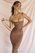 House of CB Lilian maxi sukienka gorsetowa w odcieniu mocha - Image 11