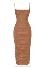 House of CB Lilian maxi sukienka gorsetowa w odcieniu mocha - Image 3