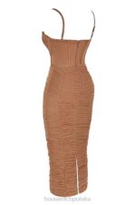 House of CB Lilian maxi sukienka gorsetowa w odcieniu mocha - Image 4
