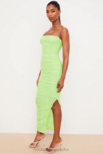 House of CB Limonkowa Maxi Sukienka z Siateczki Organza Modna Odzież - Image 11