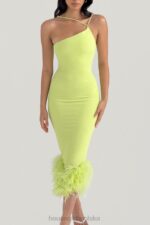 House of CB Limonkowa Midi Sukienka Alessia Stylowa Moda - Image 10