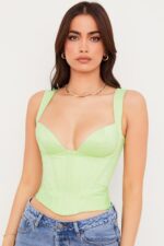House of CB Limonkowy Satynowy Gorset Modowy 4PND79 - Image 8