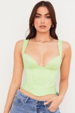 House of CB Limonkowy Satynowy Gorset Modowy 4PND79 - Image 9