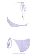House of CB Lira liliowe bikini kwiatowy nadruk odwrócony trójkąt - Image 3