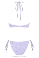 House of CB Lira liliowe bikini kwiatowy nadruk odwrócony trójkąt - Image 4