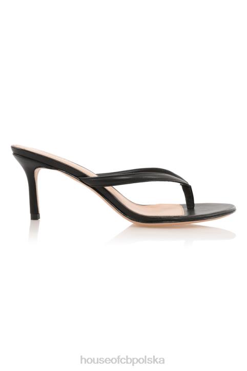 House of CB Lola Czarne skórzane sandały stringi na obcasie 4PND1077 modne buty eleganckie - Image 5