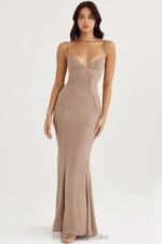 House of CB Loren latte sukienka gorsetowa maxi stylowa odzież kobieca - Image 8
