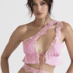 House of CB Lorena różowy krótki top zwiewny na każdą okazję