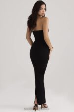 House of CB Lucia czarna gorsetowa sukienka maxi bez ramiączek na każdą okazję - Image 8