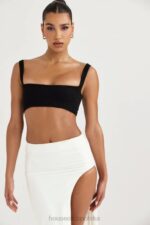 House of CB Luciana czarny plisowany bandeau top na każdą okazję